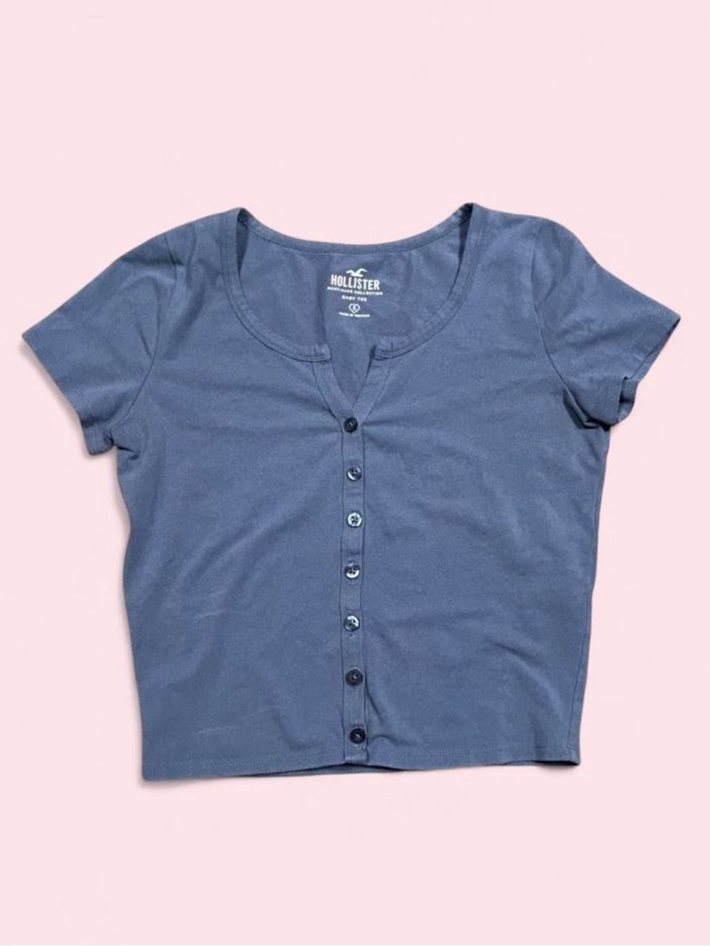 Hollister Slate Blue Henley Baby Tee